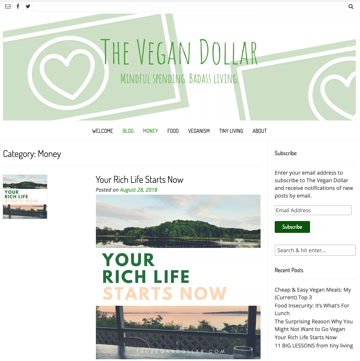 The Vegan Dollar website screenshot